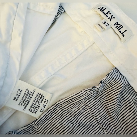 $145 ALEX MILL Pants Mens 32x30” Flat Front Chino Oat Milk Stretch Tapered Hem - Picture 9 of 12